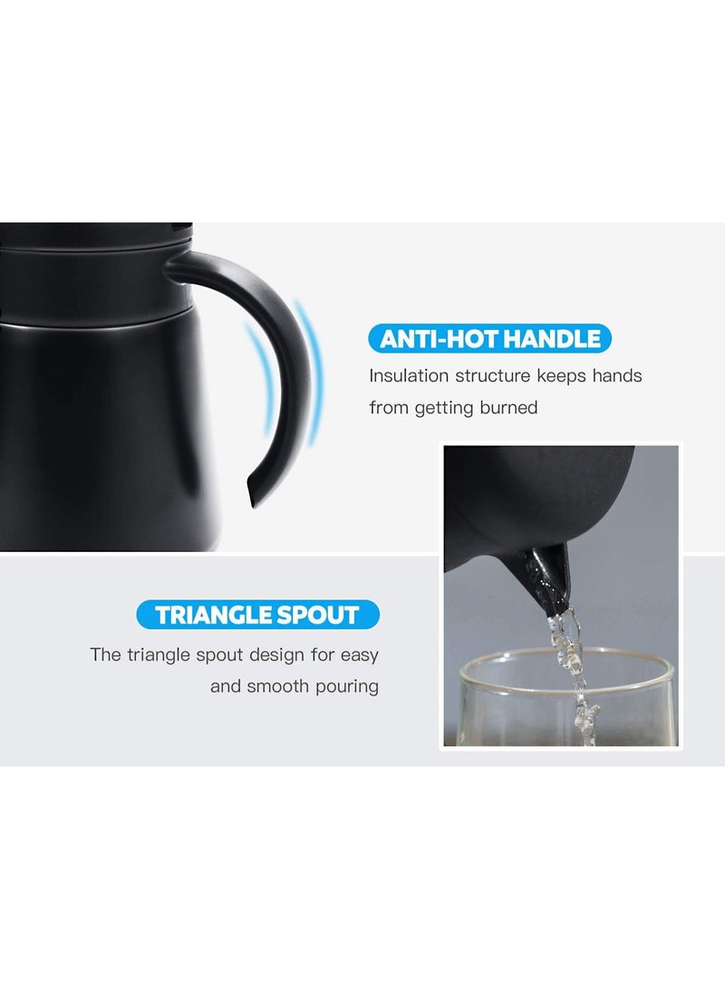0.8 L Thermos Flask - 304 Stainless Steel Double Wall Vacuum Insulated Coffee Pot, Plunger, Juice/Milk/Tea Insulation Pot (Black) - Image 5